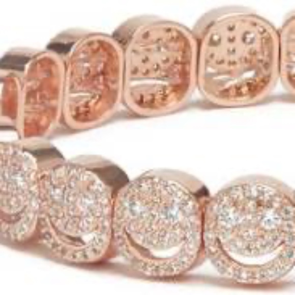 Lisa Gozlan Smiley Face Bracelet / Rose Gold / White / 6" - Picture 3 of 5